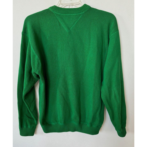 Vintage Mens Tommy Hilfiger Green Sweater Embroidered Crest Pullover M Crew Neck - Picture 2 of 11